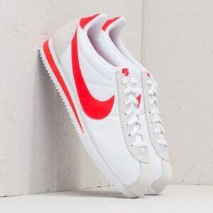 Nike Classic Cortez White / Red Nylon Sneakers - 8-8.5